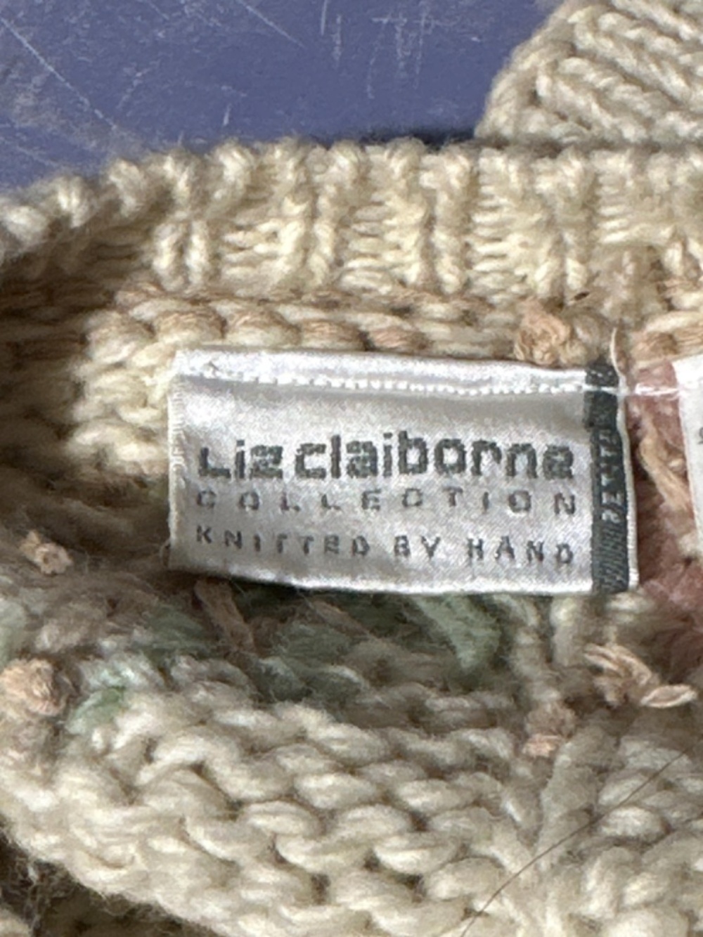 Vintage 1980s Liz Claiborne Cardigan: Hand Embroidered Knit Wool Sweater - Picture 3 of 14